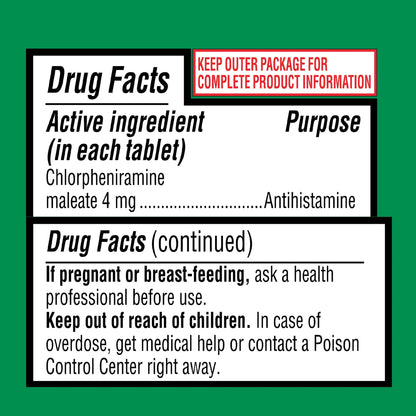 Chlorphenamine – allergy relief 4 mg (100 tablets)
