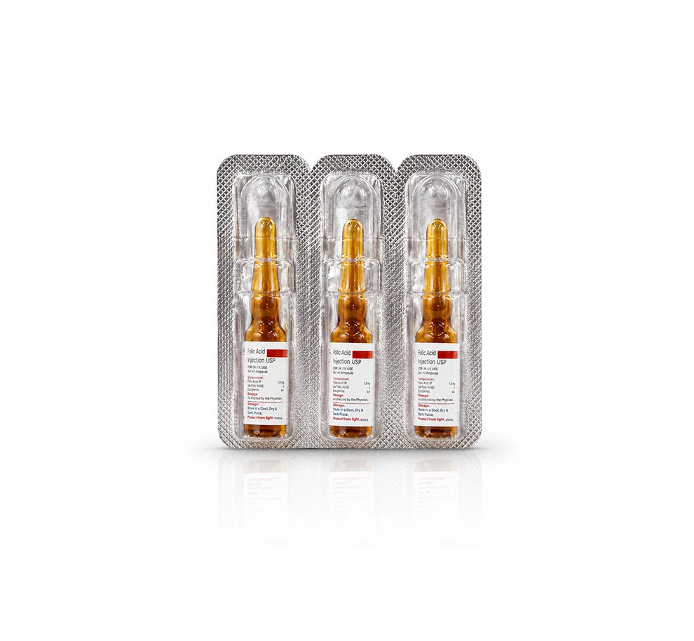 Folic Acid Injection USP | Vitamin B9 | 5 Ampoules