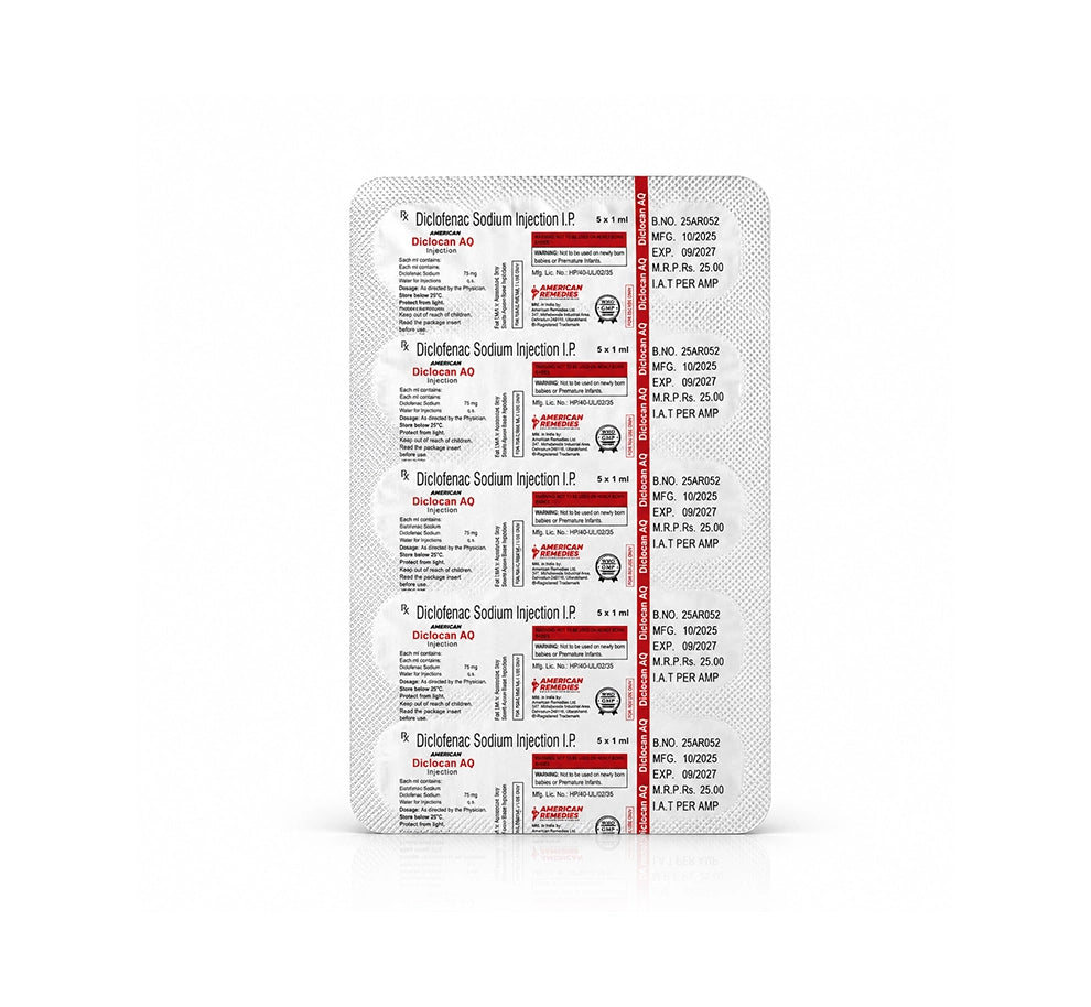 Diclocan AQ Injection | Diclofenac Sodium Injection IP | 75mg/1ml