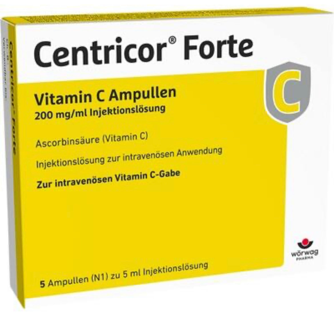 Centricor ® Forte Vitamin C vials 200 mg/ml Injection - 5 vials pack