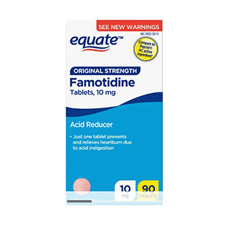 Equate Original Strength Famotidine Tablets, 10 mg, Acid Reducer for Heartburn Relief, 90 Count