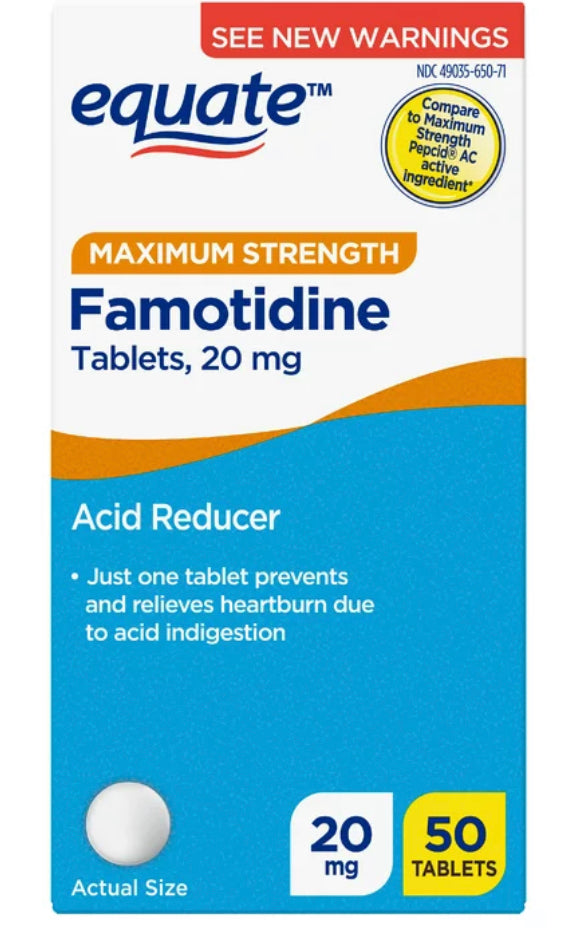 Famotidine Equate Maximum Strength Tablets, 20 mg, Acid Reducer